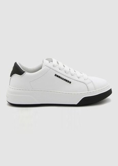 DSQUARED2 WHITE AND BLACK LEATHER SNEAKERS