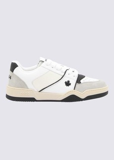 DSQUARED2 WHITE AND GREY CANVAS AND LEATHER SNEAKERS