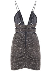 Dsquared2 Embellished Jersey Cutout Mini Dress