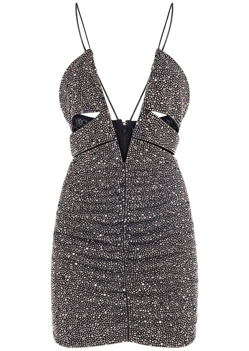 Dsquared2 Embellished Jersey Cutout Mini Dress