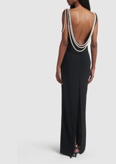 Dsquared2 Embellished Satin Open Back Long Dress