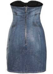 Dsquared2 Embellished Strapless Denim Mini Dress