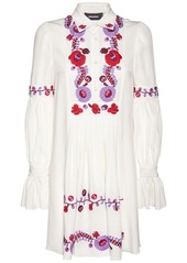 Dsquared2 Embroidered Crepe Shirt Dress