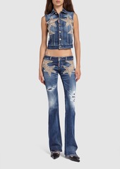 Dsquared2 Embroidered Stars Low Rise Flared Jeans