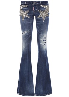 Dsquared2 Embroidered Stars Low Rise Flared Jeans