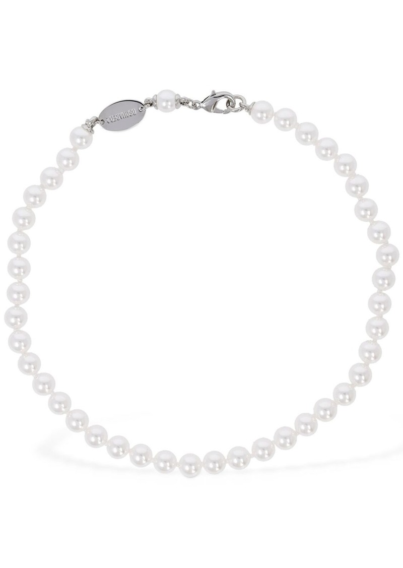 Dsquared2 Faux Pearl Chain Collar Necklace