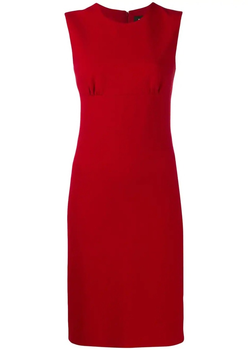 red fitted midi dress