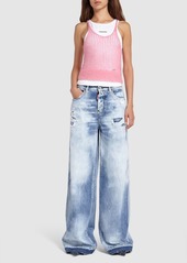 Dsquared2 Layered Mohair Blend & Jersey Tank Top
