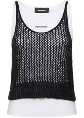 Dsquared2 Layered Mohair Blend & Jersey Tank Top