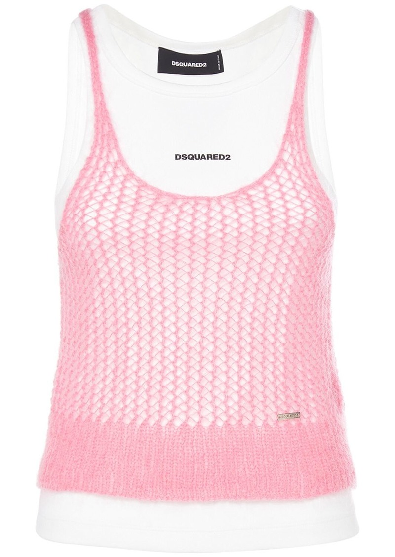 Dsquared2 Layered Mohair Blend & Jersey Tank Top