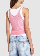 Dsquared2 Layered Mohair Blend & Jersey Tank Top