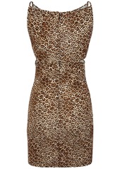 Dsquared2 Leopard Print Viscose Jersey Mini Dress