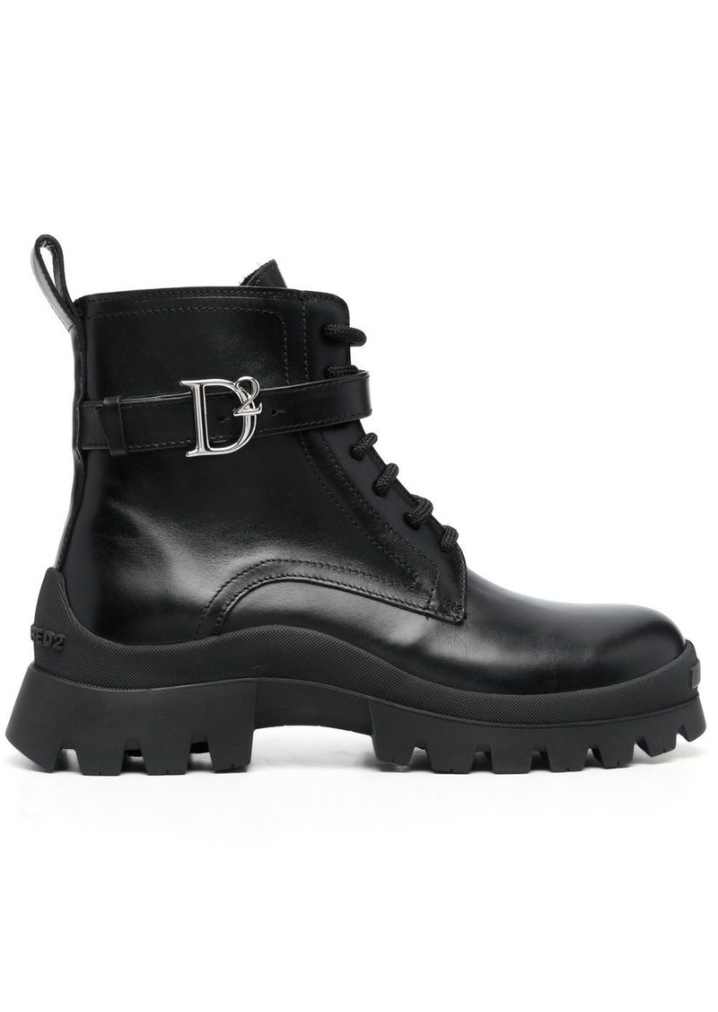 Dsquared2 logo-buckle leather ankle boots