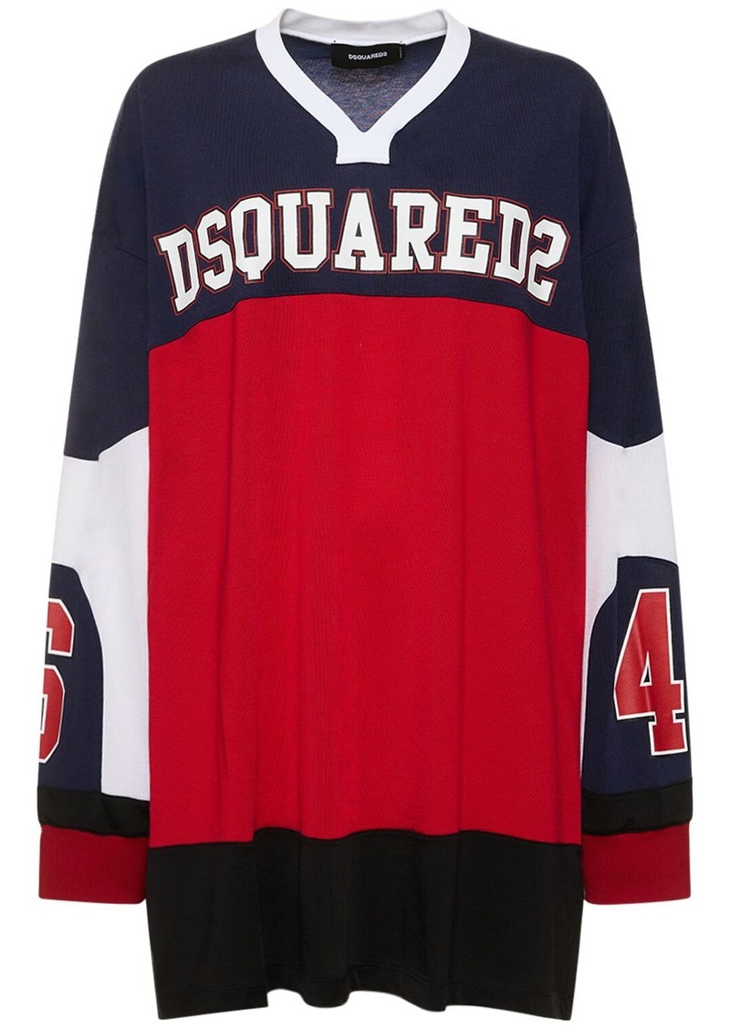 Dsquared2 Logo Oversized Cotton Jersey Sweat Dress