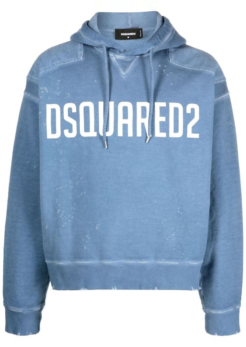 Dsquared2 logo-print distressed hoodie