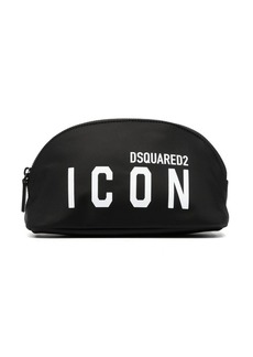 Dsquared2 logo-print leather-trimmed makeup bag