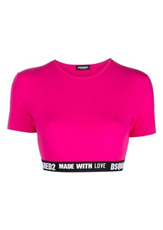 Dsquared2 logo-underband cotton cropped top