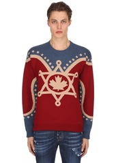 Dsquared2 Maple Leaf Glittered Wool Knit Sweater