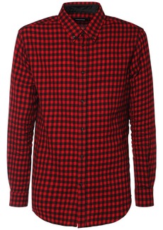 Dsquared2 Micro Check Wool & Viscose Flannel Shirt