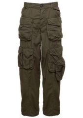 Dsquared2 Military Green Low Waisted Cargo Pants with Branded Buttons in Stretch Cotton Woman