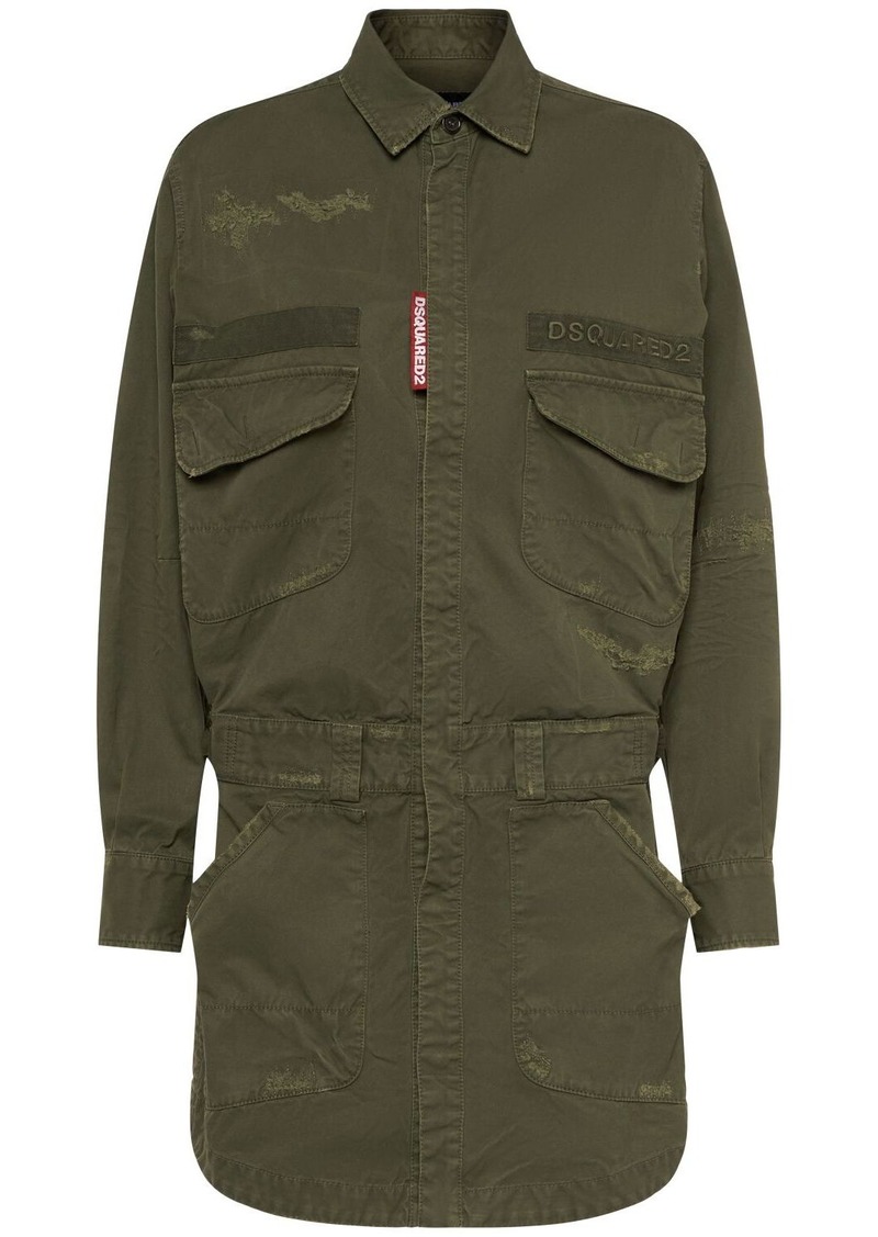 Dsquared2 Military Twill Overdyed Mini Shirt Dress