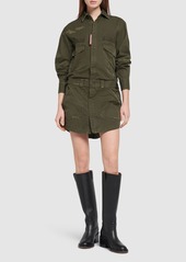 Dsquared2 Military Twill Overdyed Mini Shirt Dress