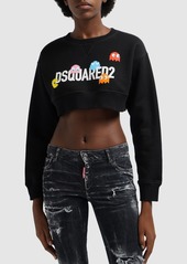 Dsquared2 Pac-man Logo Printed Crop Sweatshirt