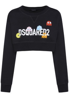 Dsquared2 Pac-man Logo Printed Crop Sweatshirt