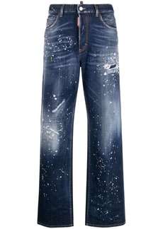 Dsquared2 paint splatter-detail washed denim jeans