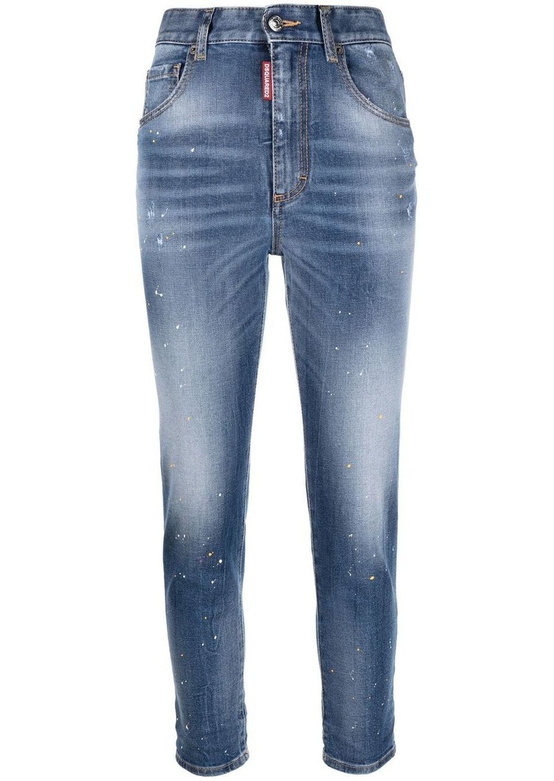 Dsquared2 paint-splatter skinny cropped jeans