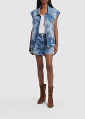 Dsquared2 Painted & Distressed Cotton Denim Vest