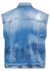 Dsquared2 Painted & Distressed Cotton Denim Vest