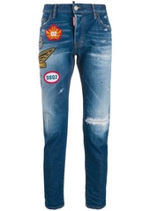 Dsquared2 patch embellished distressed skinny jeans