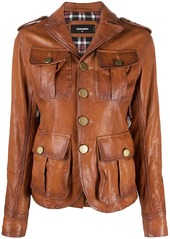 Dsquared2 patch-pockets leather jacket