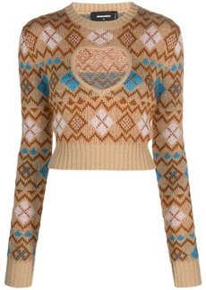 Dsquared2 patterned-intarsia cropped sweatshirt