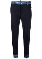 Dsquared2 pinstripe denim-trim cropped trousers