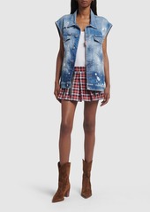 Dsquared2 Plaid Cotton Mini Skirt W/ Zips