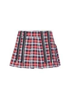 Dsquared2 Plaid Cotton Mini Skirt W/ Zips