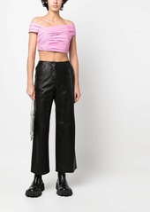 Dsquared2 pleated off-shoulder cropped top