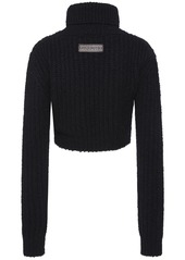 Dsquared2 Rib Knit Alpaca Crop Turtleneck Sweater