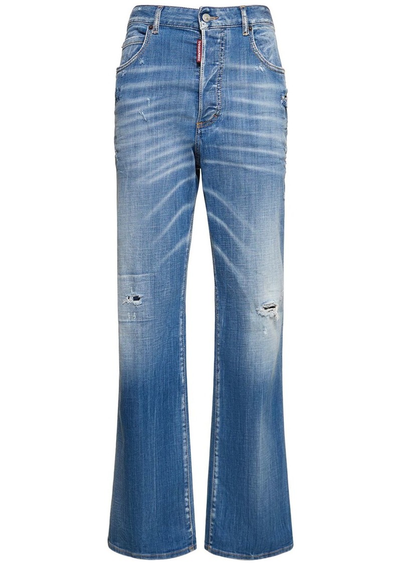 Dsquared2 Roadie Distressed Mid-rise Wide Jeans