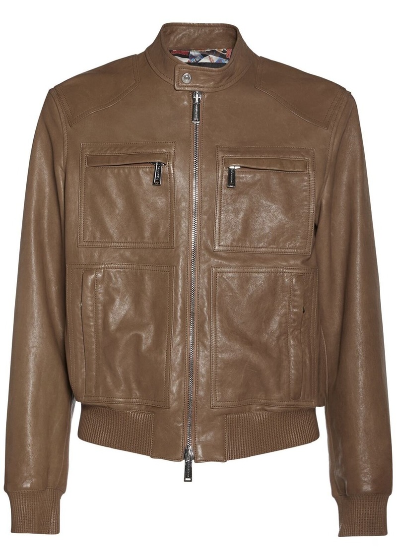 Dsquared2 Rocco Siffredi Leather Zip Jacket