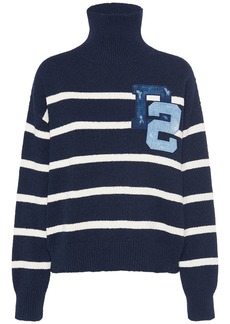 Dsquared2 Striped Cotton Bouclé Turtleneck Sweater
