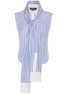 Dsquared2 Striped Cotton Sleeveless Knotted Shirt