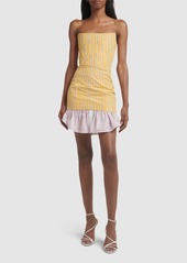 Dsquared2 Striped Cotton Strapless Mini Dress