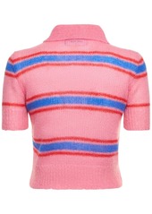 Dsquared2 Striped Mohair Blend Knit Polo