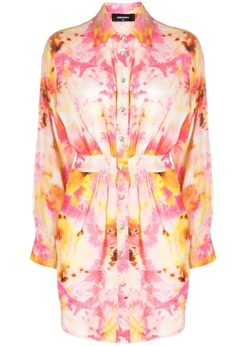 Dsquared2 tie-dye print fitted-waist shirt dress