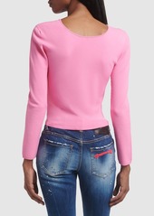 Dsquared2 Viscose Blend Knit Cutout Top W/pearls