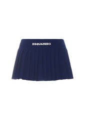 Dsquared2 Viscose Knit Logo Pleated Mini Skirt