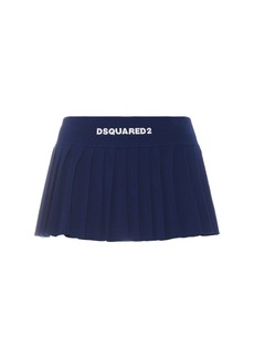 Dsquared2 Viscose Knit Logo Pleated Mini Skirt